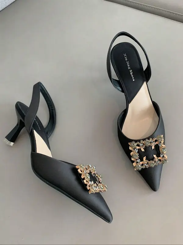 Women's Elegant Rhinestone Decorated Stiletto Heels, Fashionable Pointed Toe High Heel Shoes for Party, Daily Clothing Decor for Women & Girls, Footwear 0