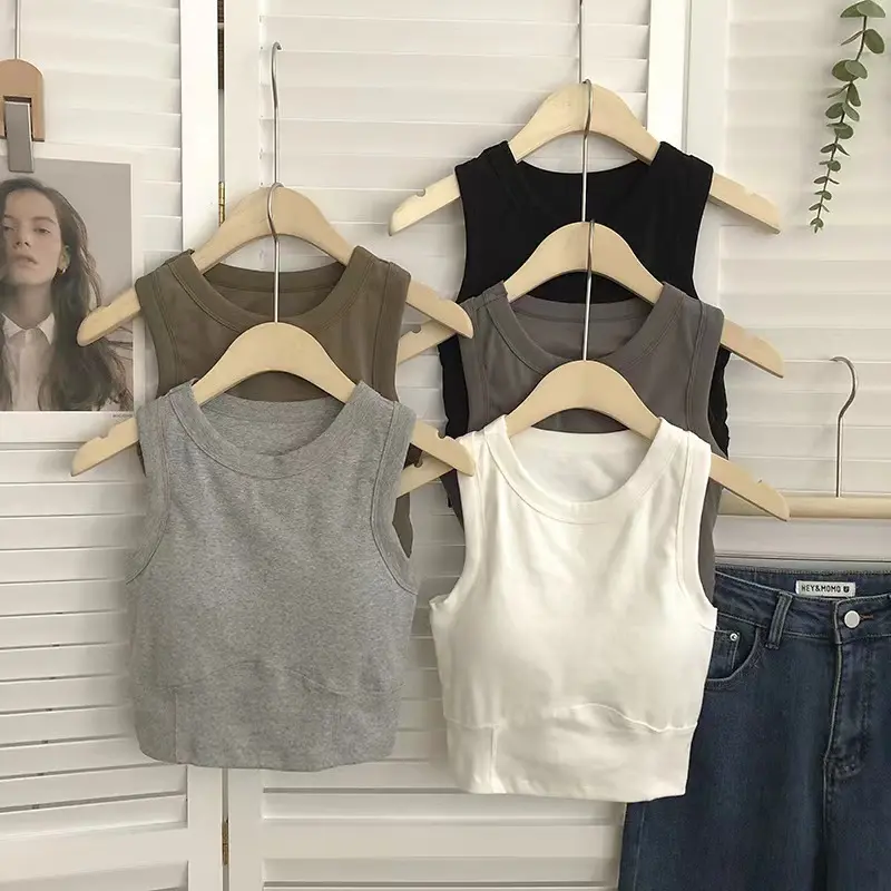 Camisole, beautiful back, women's summer wear bra with one body, sleeveless T-shirt, chest pad, top sports