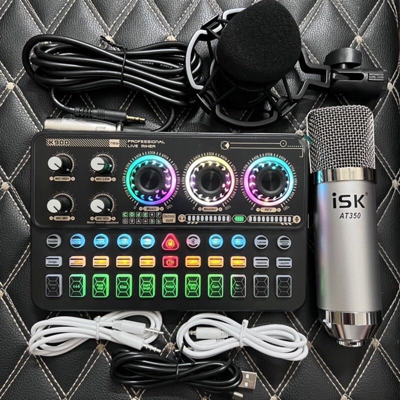 Trọn Bộ Sound Card K900 Micro Thu Âm ISK AT350 Combo Thu Âm Livestream Có AutoTune Bluetooth