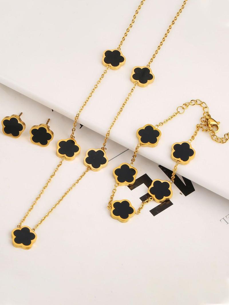 Product Introduction of Flower Design Summer Jewelry Set, Casual Earrings & Necklace & Bracelet, Women's Trendy All-match & Exquisite Jewelry for Party, Daily Clothing Decor 16