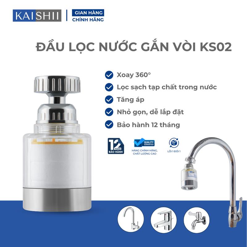 Bộ lọc nước Kaishii , Đầu lọc nước tại vòi xoay 360 độ- tăng áp mã KS02