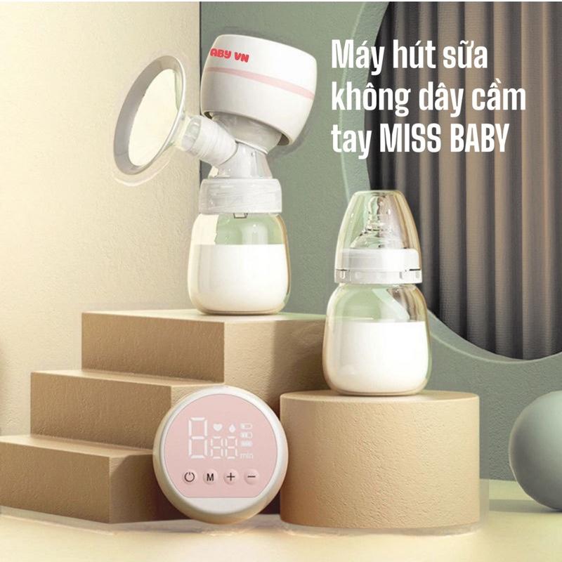 (BẢO HÀNH 1 NĂM)Máy hút sữa không dây MISS BABY VN phễu tuỳ chọn nhựa và silicon 3 chế độ hút và 9 cấp lực hút êm ái lực hút mạnh