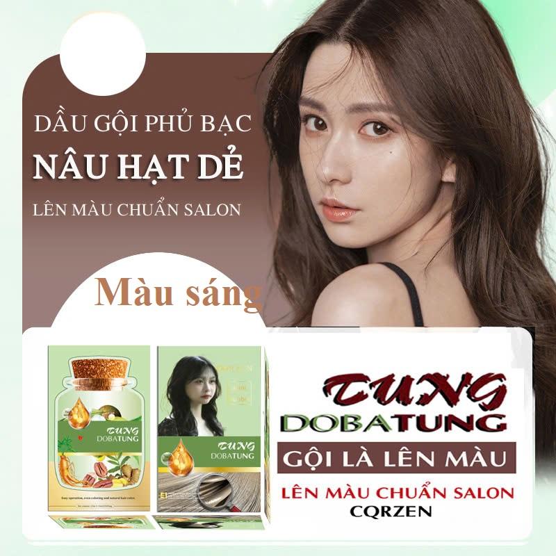 1 Hộp nâu hạt dẻ màu trầm và màu sáng (10 gói), dầu gội phủ bạc thảo dược 5