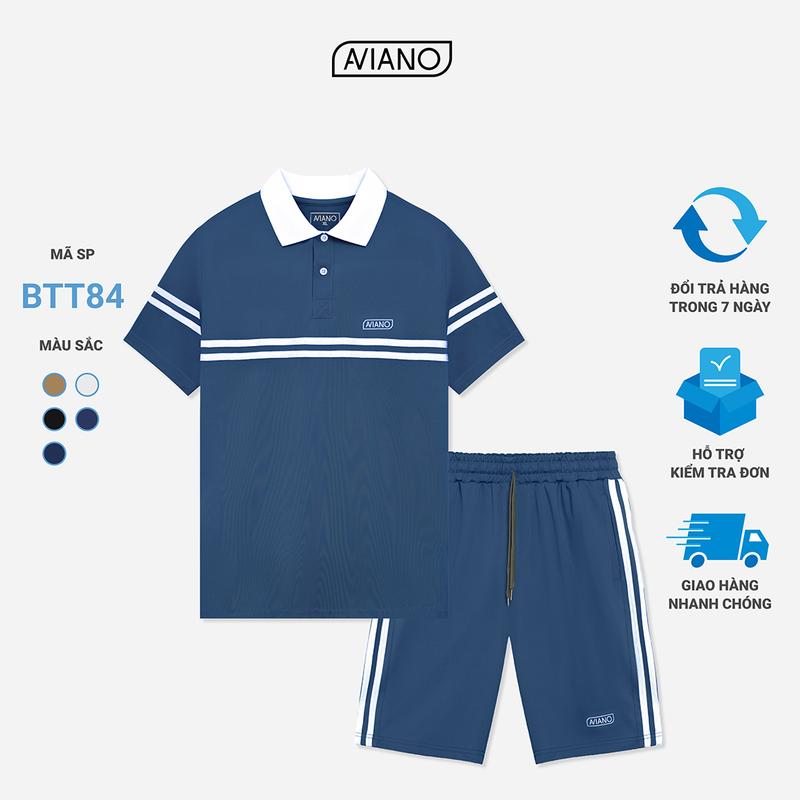 Bộ Quần Áo Nam AVIANO Polo Cộc Tay, Bộ Quần Áo Nam Mùa Hè Chất  Liệu Poly Coolmax Thoáng Khí
