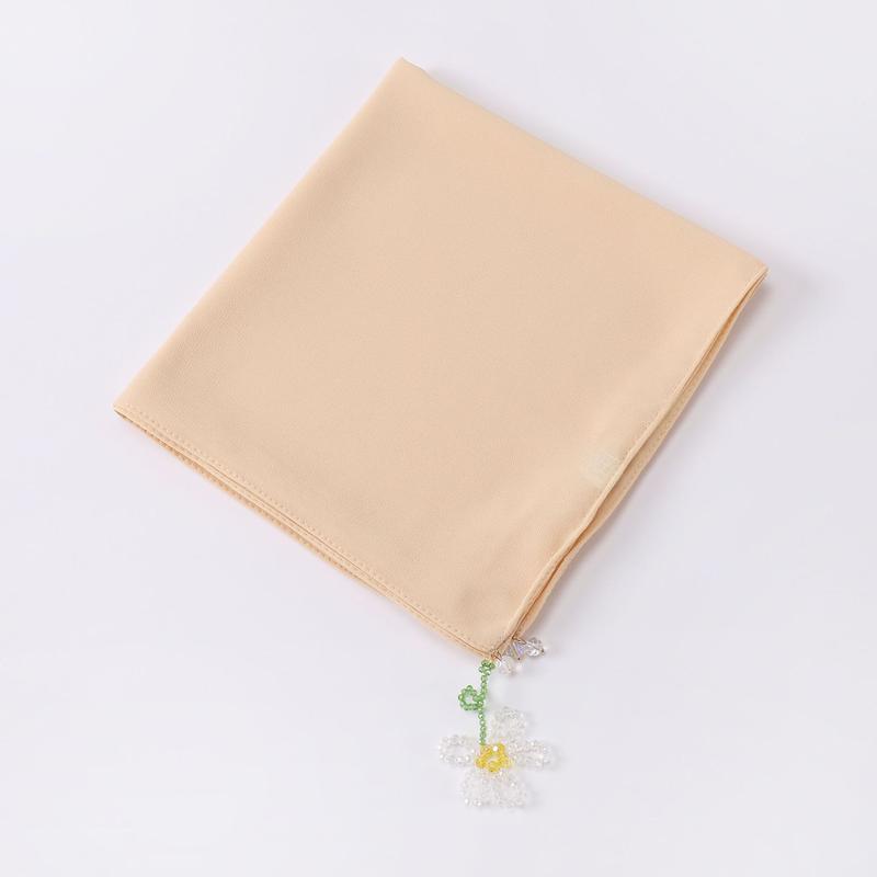 Product Introduction of Crystal flower pearl scarf | 90cm chiffon square | Hui sweet headscarf | Malaysian Internet red with | light luxury everything selendang  bahu sulam  shawl sahara  shawl selendang 14