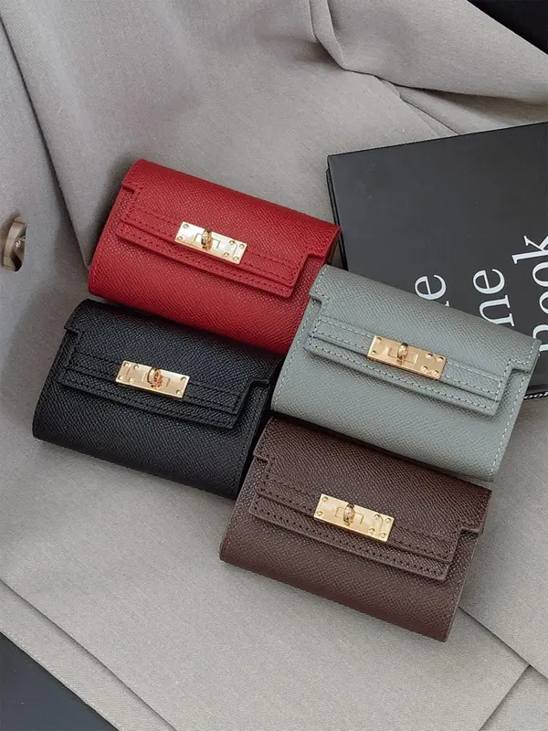 Women's Solid Color Litchi Embossed Wallet, Fashionable Multi Card Slot Wallet for Daily Used, Casual Trendy Versatile High-quality Daily Commuting Wallet 6