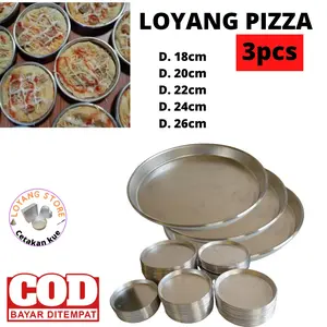 3 pcs Loyang pizza di berbagai macam ukuran Aluminium