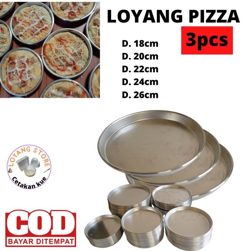3 pcs Loyang pizza di berbagai macam ukuran Aluminium 0
