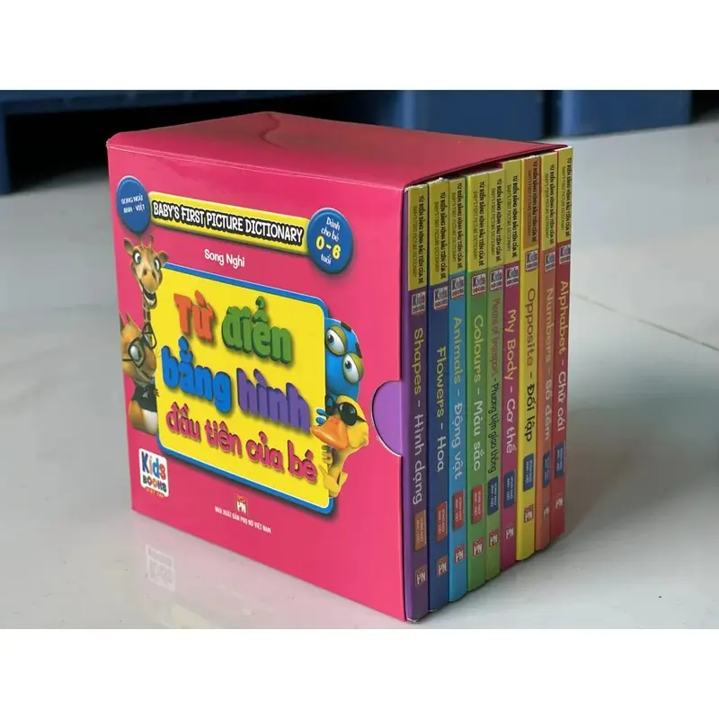 Sách - Combo 9 Quyển Từ Điển Bằng Hình Đầu Tiên Của Bé Từ 0-6 tuổi - Song Ngữ Anh- Việt (Các trang đều là Bìa Cứng) hồng 2