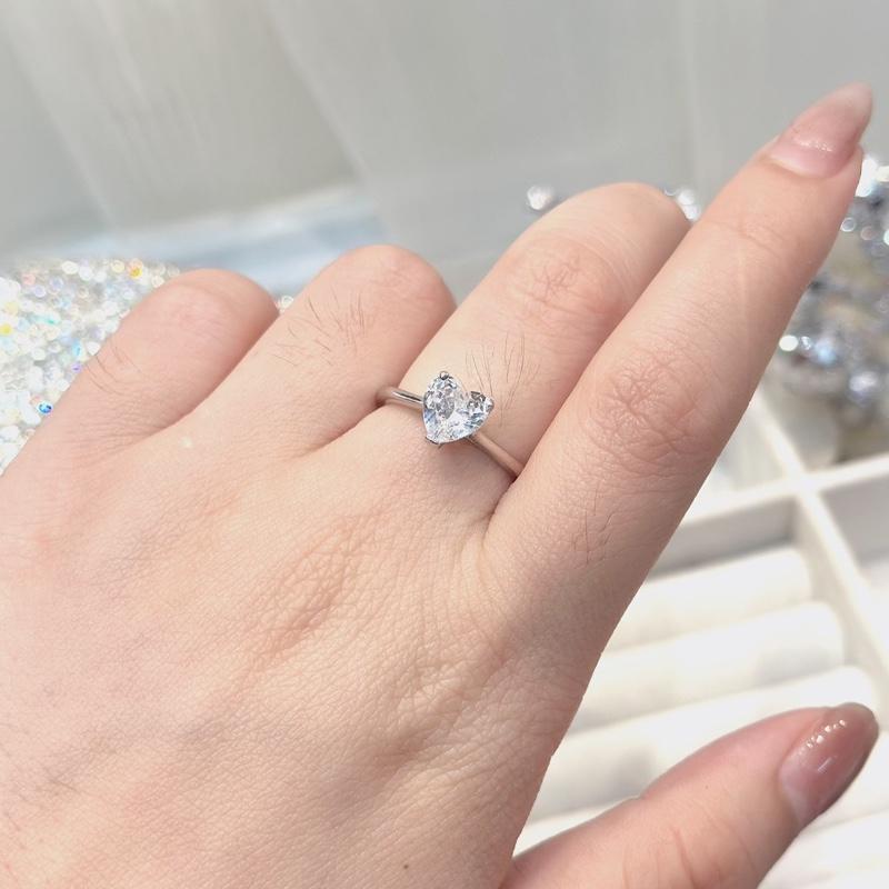 Trang Sức Nhẫn Bạc Ý 925 Một Trái Tim X.o.à.n Nam Mỹ Đai Trơn Xi Kim N02