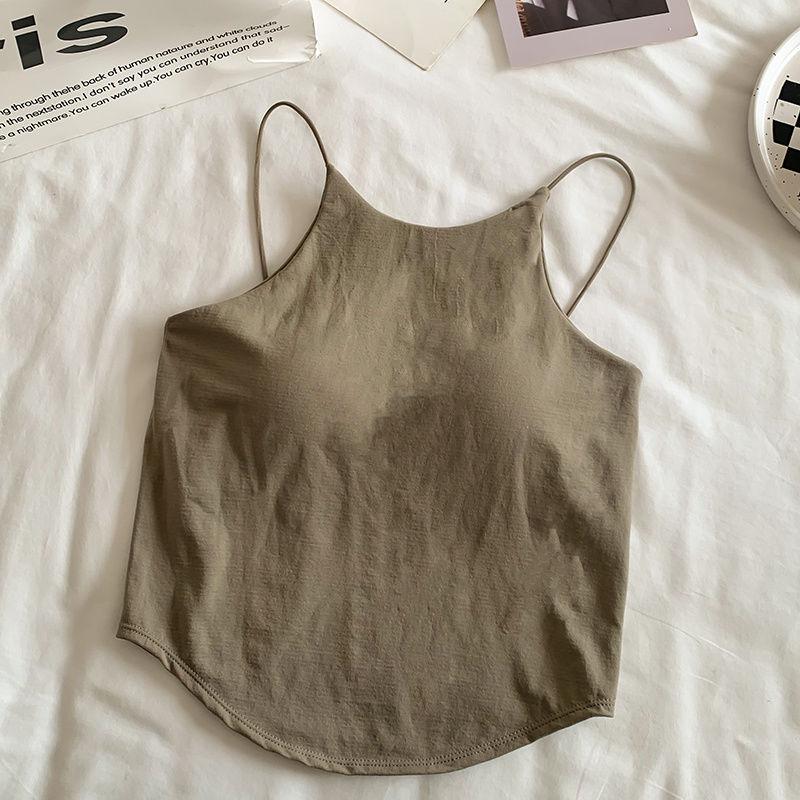 Product Introduction of Pure Hot Girl Camisole Women with Chest Pad Inner Wear Outer Wear Beauty Back Design Sense Slim Fit Sleeveless Top Women 14