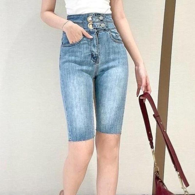 Quần jean nữ LỬNG HAI KHUY KIỂU siêu đẹp màu xanh siêu đẹp, quần bò lỡ gần gối mẩu mới V0908- 7 Women Pants  quần dài xu hướng mới, thời trang mới đang hot hiện nay