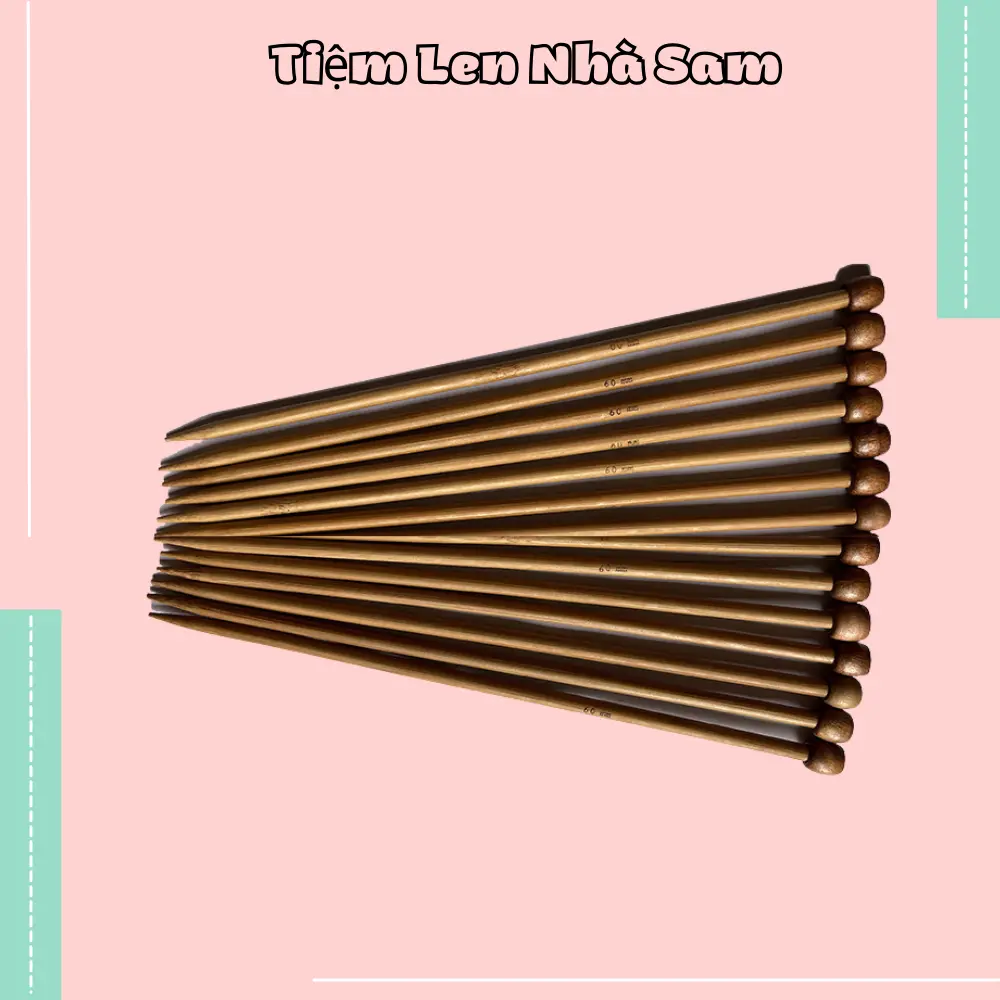 Que đan len – Kim đan len tre dài 25cm hoặc 35cm size từ 2.0mm – 10mm (1 cặp) Diy