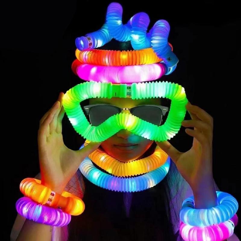 Mainan Pop Light Up Pipe Stick Pipa Selang Lampu Fidget Toy 4