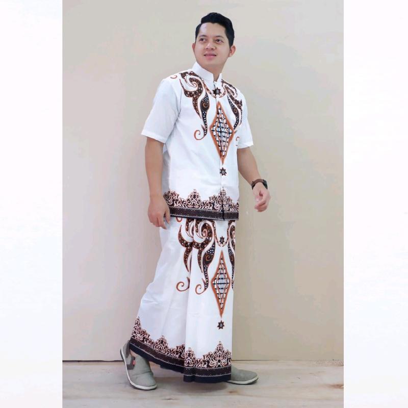 Baju kemeja koko setelan sarung batik solo full furing motif PERMATA PUTIH 6