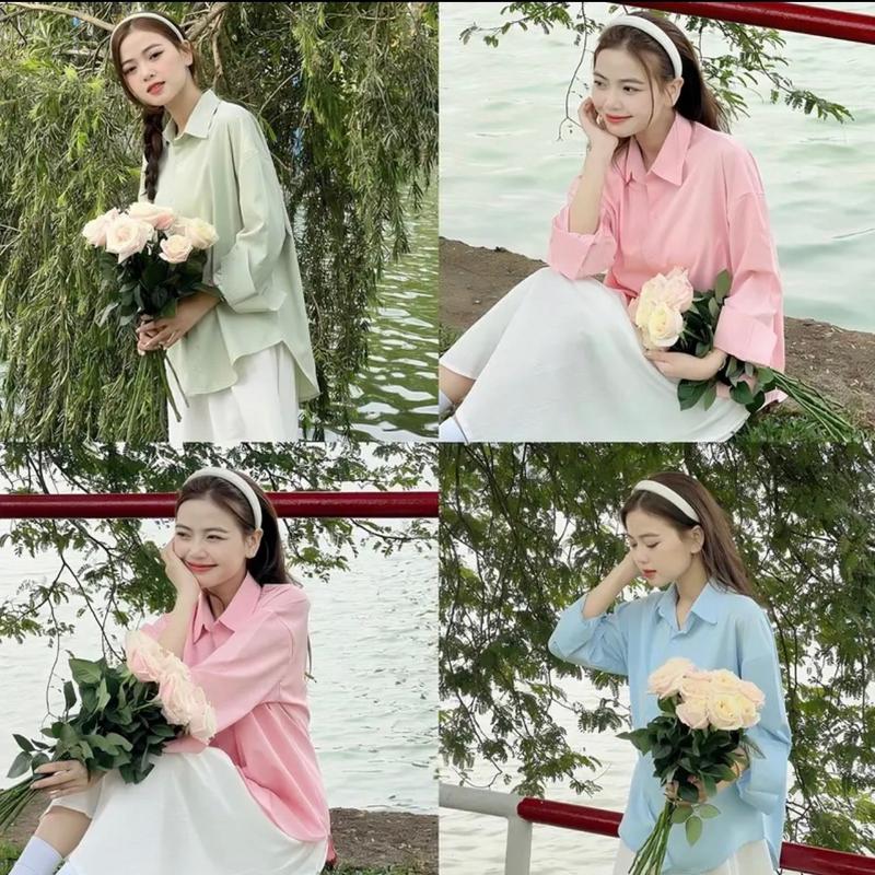 Áo sơ mi nữ, áo kiểu nữ, áo sơ mi thời trang lai bầu dáng rộng vải mịn ít nhăn mặc thoáng mát, somi trơn đi học đi làm đủ màu Hàn Quốc Đậu bigsize -SM20