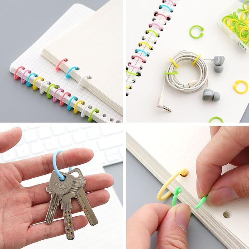 Hộp 32 chiếc 15mm 15 chiếc 20mm khoen còng nhựa PE nhiều màu Pkbeoshop làm Flashcard sổ bìa còng móc treo đồ 3