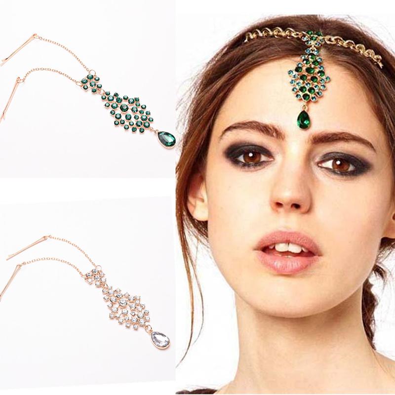 Product Introduction of Women Hair Clip Beads Flower Drop Hair Pins Forehead  Hair Clip Hairpins 14