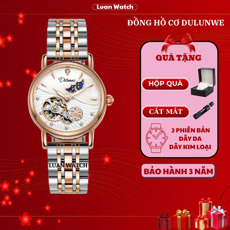 Đồng hồ cơ nữ Dulunwe Difanni 6023C Size 34mm - chống nước 5ATM - Kính Sapphire - Full Box New | Hàng Chính Hãng Women Watch