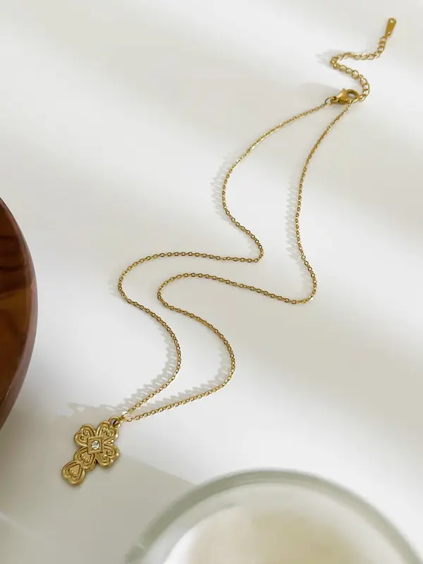 Vintage Cross Pendant Necklace for Women, Fashion Jewelry for Party, Daily Clothing Decor, Trendy All-match & Exquisite Jewelry for Birthday Gift, Statement Necklace 7