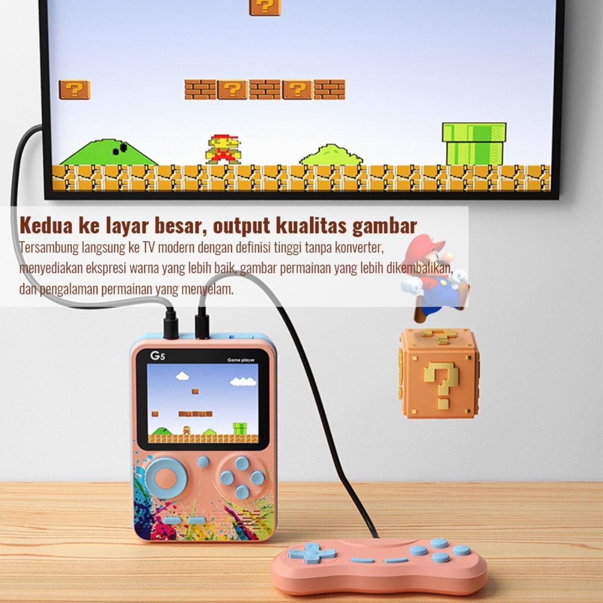 Konsol Game Boy Portable Retro Klasik, 500+ Game Bot Dalam, Kompatibel TV & Gamepad, Baterai 1000mAh, dukung 2 Player Stick G5, Hadiah Ideali untuk Fans Game Retro & Hiburan Berdua, Kualitas Terbaik untuk Pemain Game