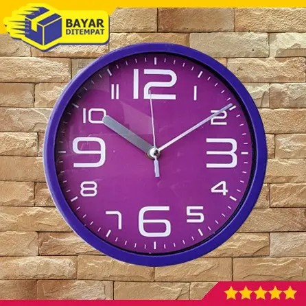 [HOKY] Jam Dinding Tempel Wall Clock Polos Warna Murah 2006 (UNGU)