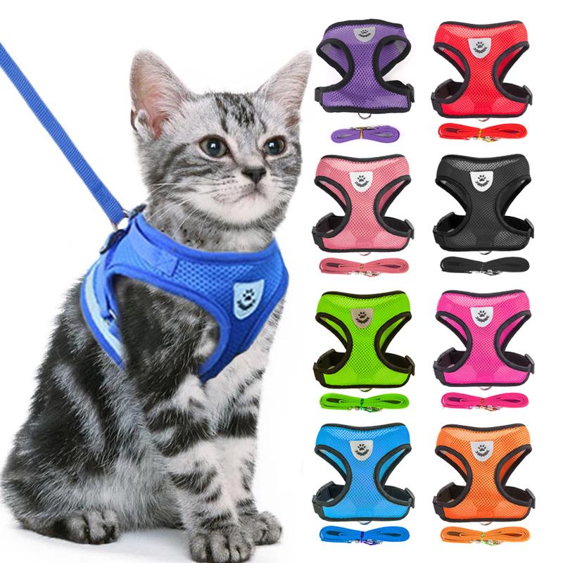 Product Introduction of Pet Cat Harness Adjustable Mesh Vest Walking Lead Leash Puppy Polyester Mesh Breathable Kitten Accessories For Small Medium Dog 10