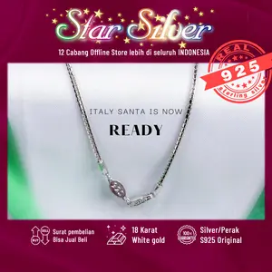 kalung italy santa berkilau Star Silver Perak Original S9.25 Putih Anti karat dan Anti iritasi