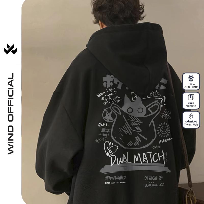 Áo hoodie unisex form rộng nỉ bông WIND TOROTO áo khoác zip thời trang nam nữ  thu đông dây kéo oversize Menswear Dài Tay Tay Dài