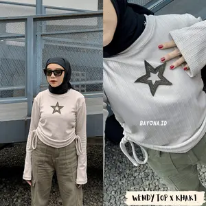 WENDY TOP Crop Top Tali Serut  Style Baju Fit Wanita