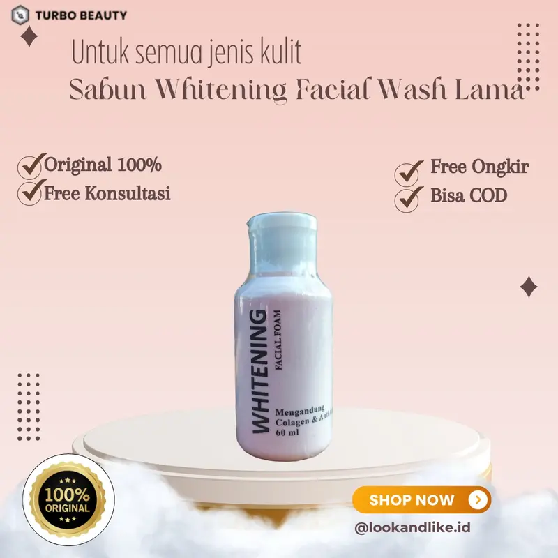 Cream Turbo Sabun Facial Wash Original/Brigtening Facial Wash Acid Hitam Acid Hitam Lactic Wajah Mencerahkan Memudarkan pembersih 0