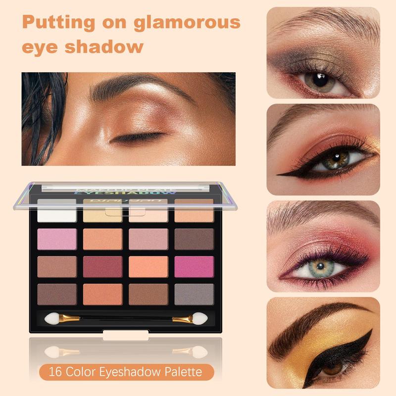 Makeup Set, 1 Set Multi-functional Makeup Eyeshadow Palette & Brush & Sponge & Eyeliner & Lipstick & More, Professional Makeup Set for Women, Cosmetic 3