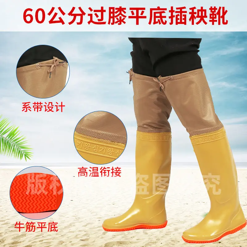 Giày cấy giống lúa, xiada, đế mềm, giày ruộng lúa, ống cao, thích hợp cho đất nông nghiệp, ủng chống trượt, giày mưa, ủng cao su, giày chống thấm nước, năm 2024 5