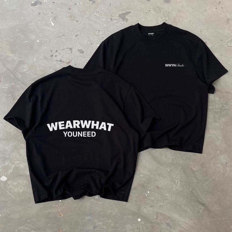 Áo thun WWYNSTU BOXY TEE basic logo tee black / white cotton 250GSM 7