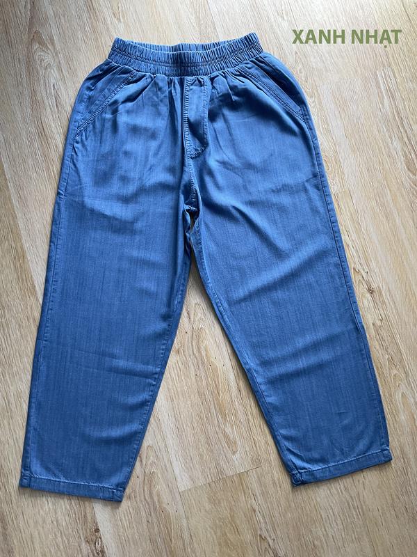 QUẦN 9 TẤT JEANS GIẤY RỦ NỮ ỐNG NHỎ DÁNG LỬNG BAGGY LƯNG THUN - ZART