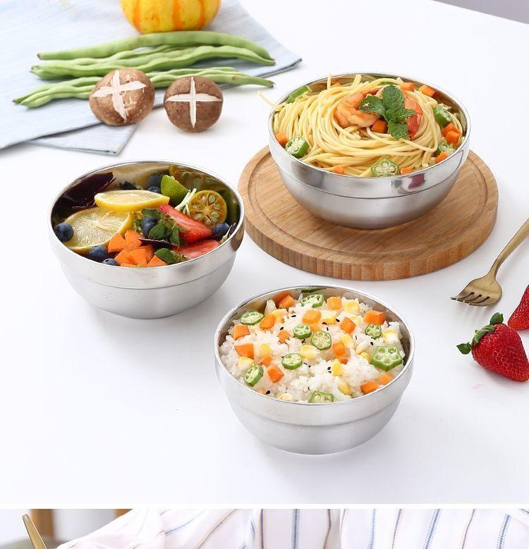 Product Introduction of Bát Thép Không Gỉ, Dày, 304, Hai Lớp, Bát Mì Lạnh, Bát Súp, Gia Dụng, Cỡ Lớn, Chống Rơi, Chống Bỏng, Mua Một Tặng Một Mảnh 20