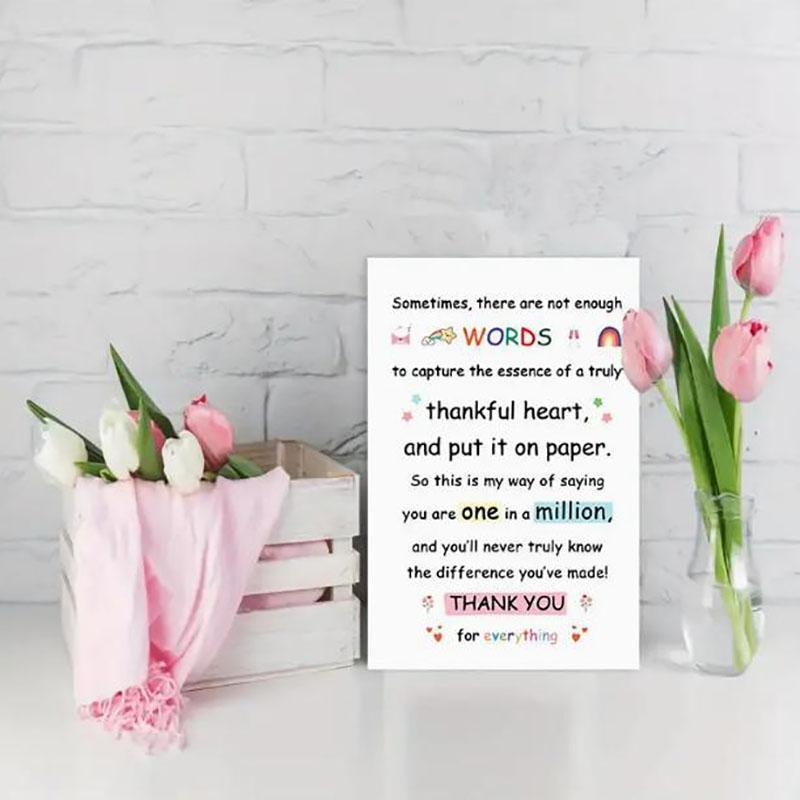 Funny Thank You Card with Envelope, 1 Count Colorful Letter Pattern Greeting Card, Gift Card for Teacher, Family, Friends, Elders 4