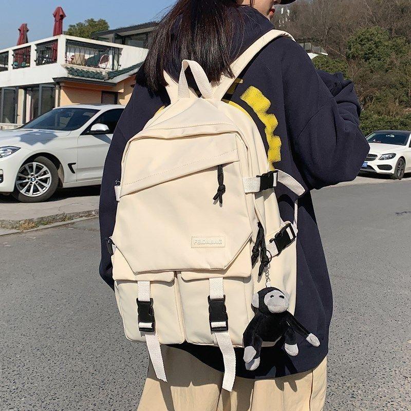 Product Introduction of Schoolbag Male High School Student Ins Fashion Cool Campus Backpack Female College Student Simple Large Capacity Backpack Korean Style 2024 22