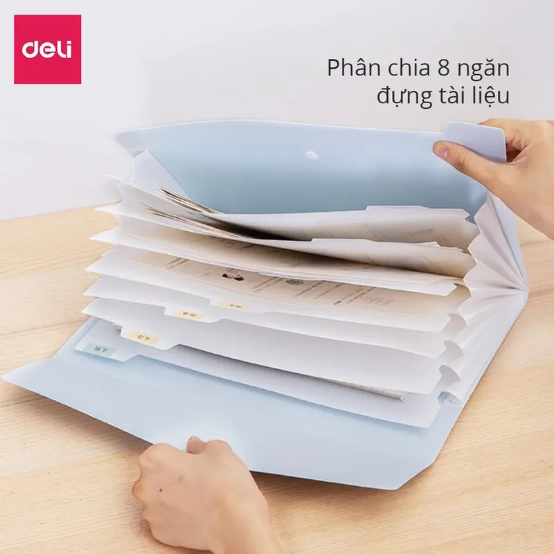 Túi Đựng Tài Liệu 8 Ngăn A4 Deli File Cặp Tệp Đựng Tài Liệu Chia Nhiều Ngăn Bìa Hồ Sợ Nhựa Cứng Chứng Từ Giấy Tờ 1