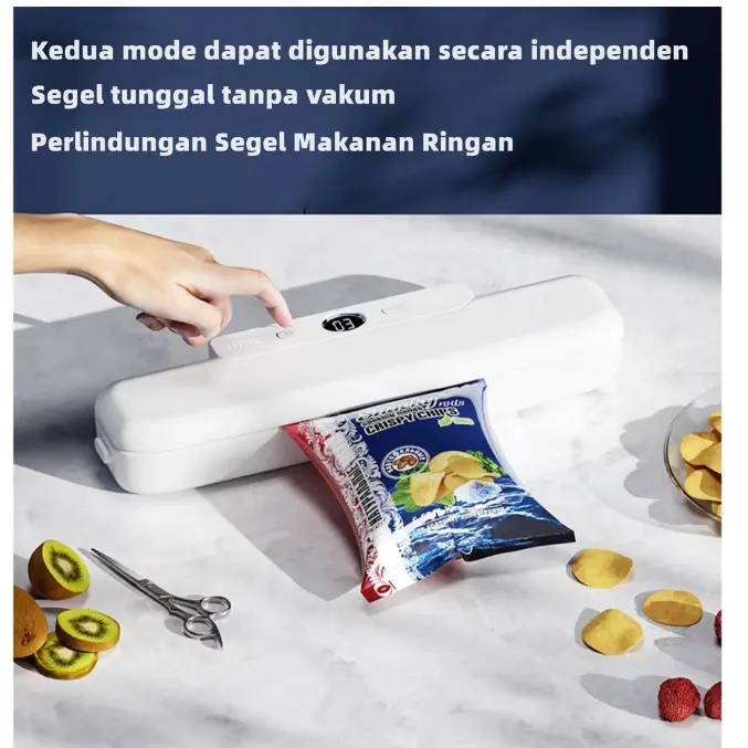 (BISA COD) UPUPIN Vacum sealer fresh cerdas makanan food packing machine mesin vacuum sealer makanan Plastic Listrik Vakum Putih 4