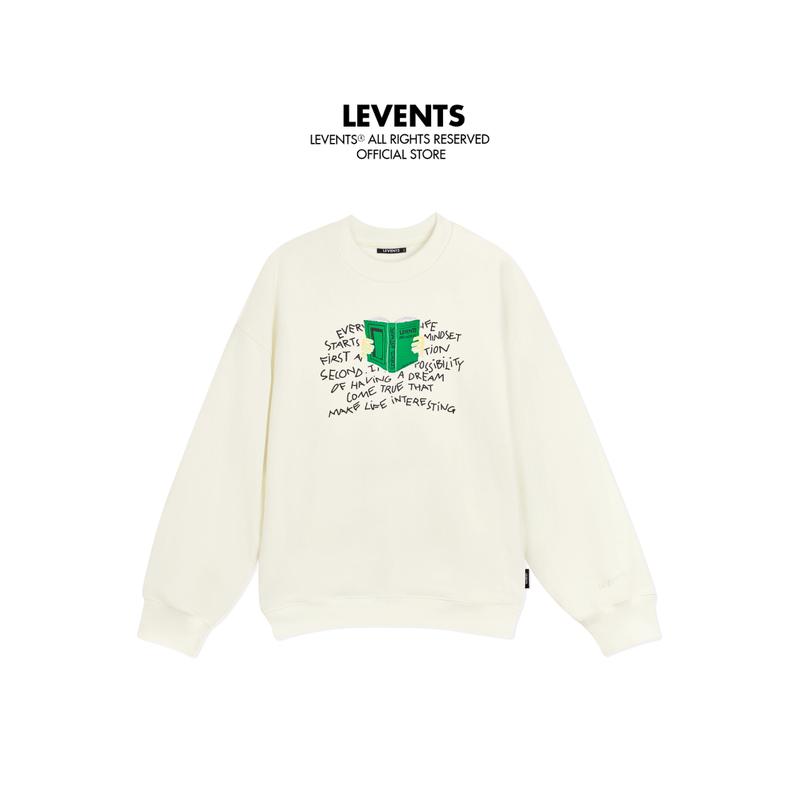 Áo Sweater Levents Book Cream 100% Cotton Unisex Oversized