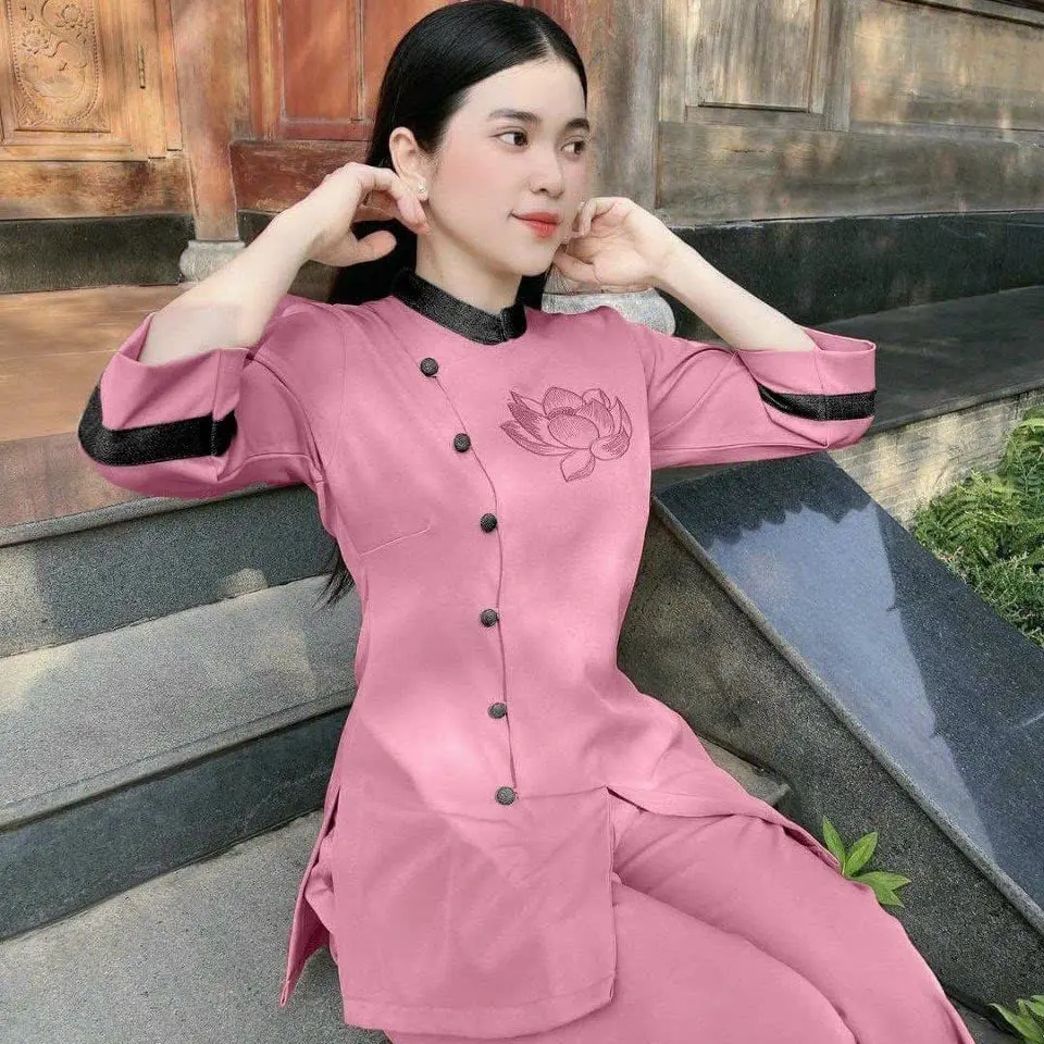 Pháp phục thời thượng thêu sen cao cấp (tặng kèm QUÀ bất ngờ) Nữ