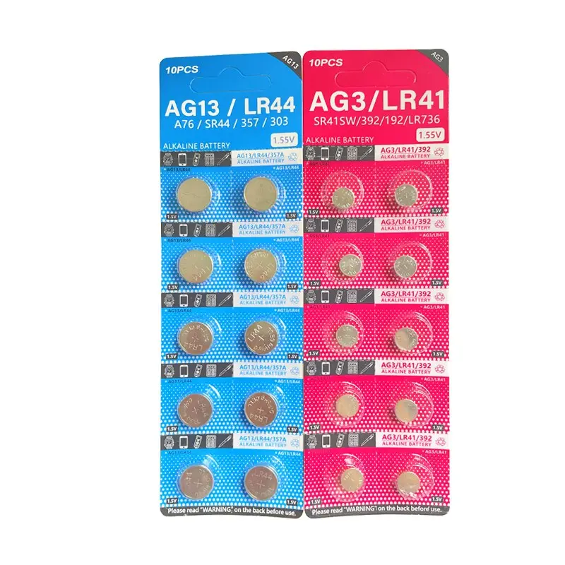 Vỉ 10 viên Pin Cúc Áo LR44-AG13/LR41-AG3 dùng cho đồng hồ điện tử, đồ chơi và máy trợ thính - Phụ Kiện