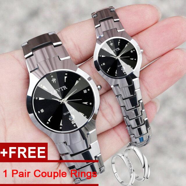  Honeybuy Đồng Hồ Cặp Đôi Phong Cách Hàn Quốc Sang Trọng Không Thấm Nước Có Lịch Thời Trang Cổ Điển Thạch Anh Thường Ngày Chống Gỉ Thép Không Gỉ Dành Cho Nam Và Nữ 2 Chiếc Nhẫn Cặp Miễn Phí 
