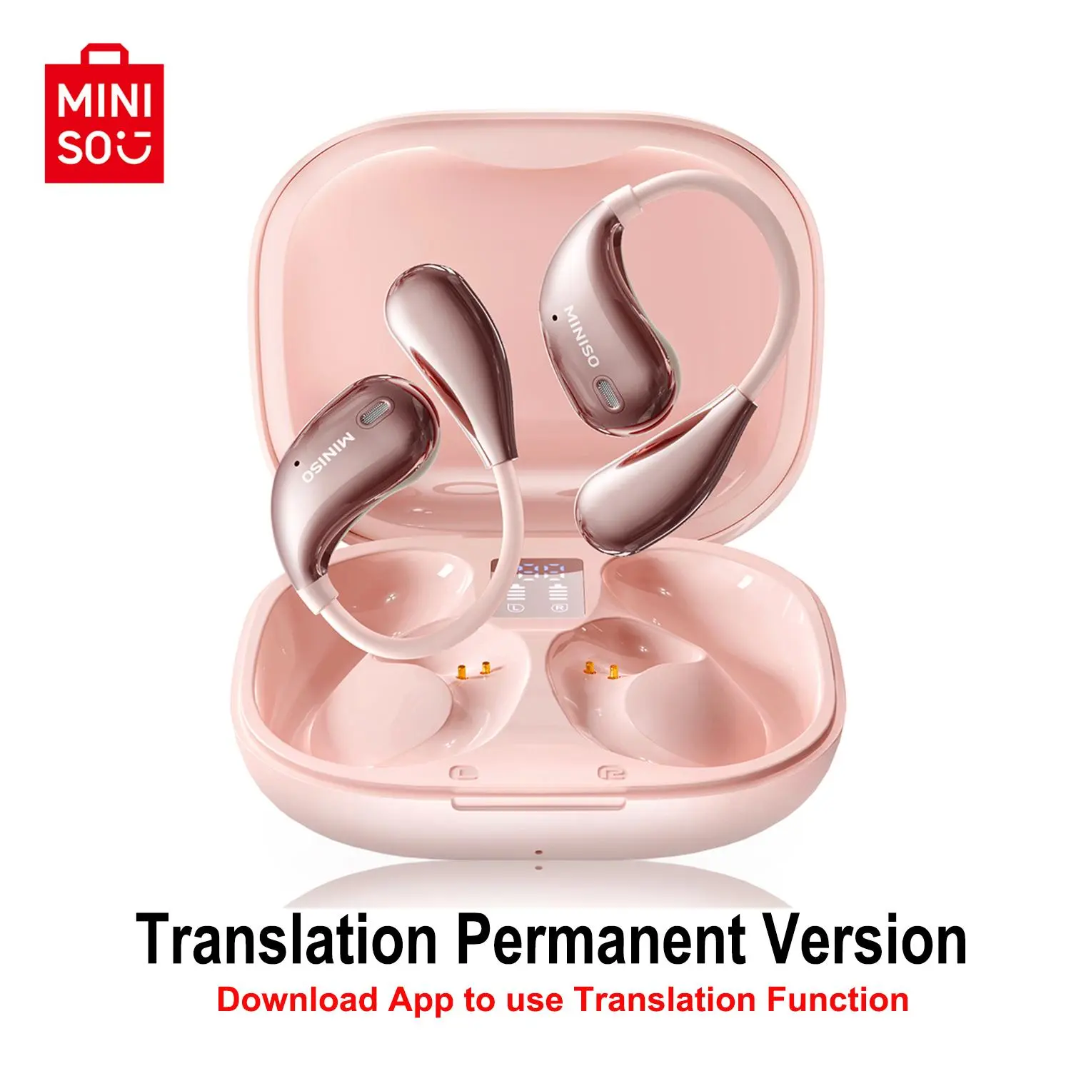 MINISO X33 translation wireless earbuds, open BT 5.4 headset, support 135 languages, real-time translation headset, gaming BT headphones, HIFI sound quality, need downloading APP to use translation function, support Android and IOS