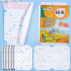 1/10 Set Pelindung Buku Tahan Air Berlapis Embun Beku, Pembungkus Buku Teks Tahan Air, Stiker Pelindung Untuk Perlengkapan Sekolah Siswa