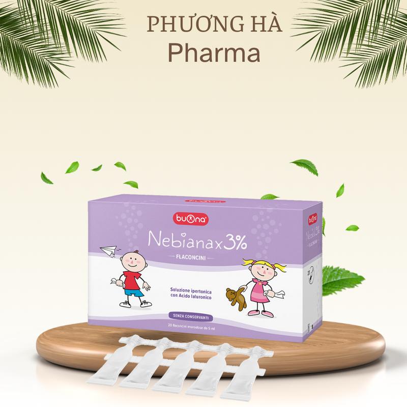 Combo 1 dây 5 ống nước muối ưu trương Nebial 3% flaconcini. Giúp giảm sổ mũi , ngạt mũi,