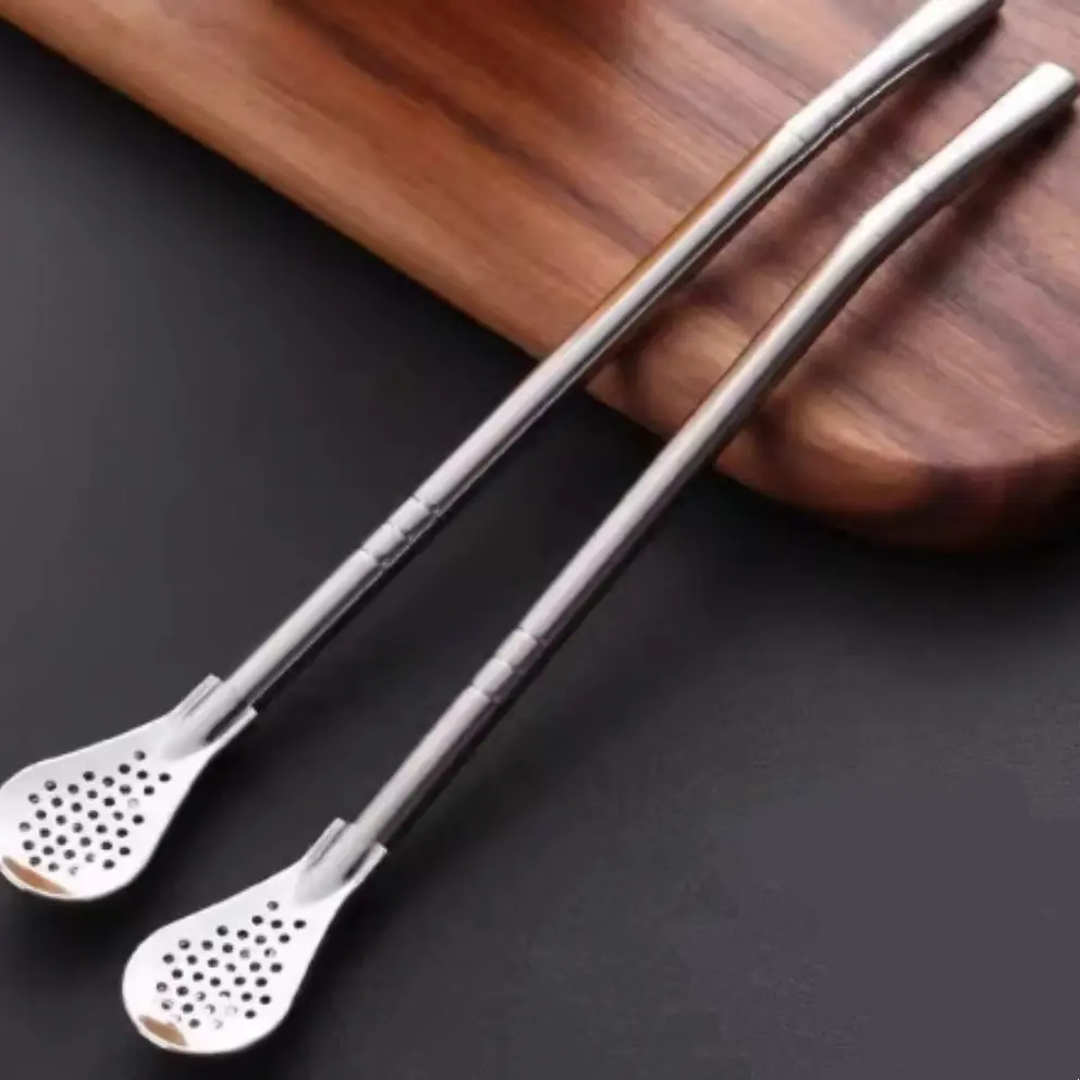 Thick Steel Material Straw Spoon, Tea Cup Coffee Stir Spoon, Can Filter Tea Straw, Removable Cleaning
