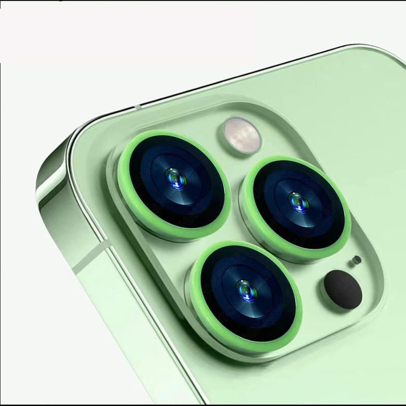 Product Introduction of For iPhone 16ProMax 16Pro 16Plus 16 15ProMax 15Pro 15Plus 15 14ProMax 14Pro 14Plus 14 Luminous Back Camera Lens Metal Ring Screen Protector Full Cover Rear Lens Tempered Glass Film Guard 6