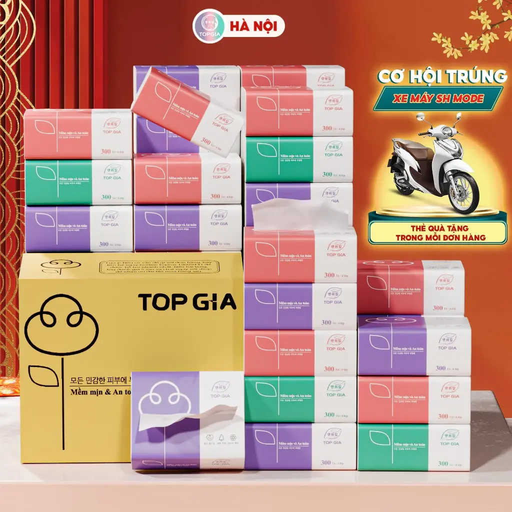 (ĐA KHO) Combo 32 Gói Khăn Giấy Ăn Gấu Trúc - Khăn Giấy Rút 3 Màu Cao Cấp Top Gia 4 Lớp Dày Dặn, Mềm Mịn